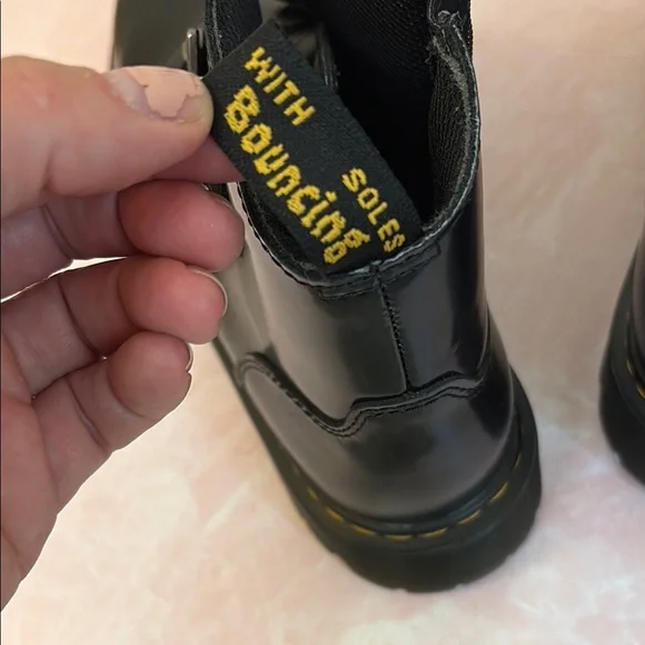 Dr. Martens Black Leather Boots with Star Buckles, side zip - Picture 4 of 10